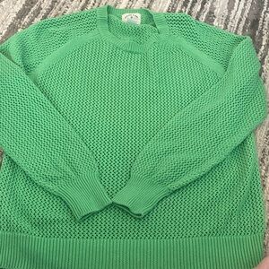 Electric & Rose Mint Green Open-Knit Crewneck Sweater